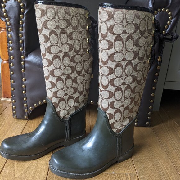 COPY - Coach Tristee signature logo  rain boots - Picture 1 of 5